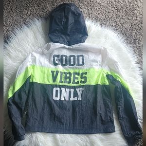 Rue21 Good Vibes Only Green Black White Coat